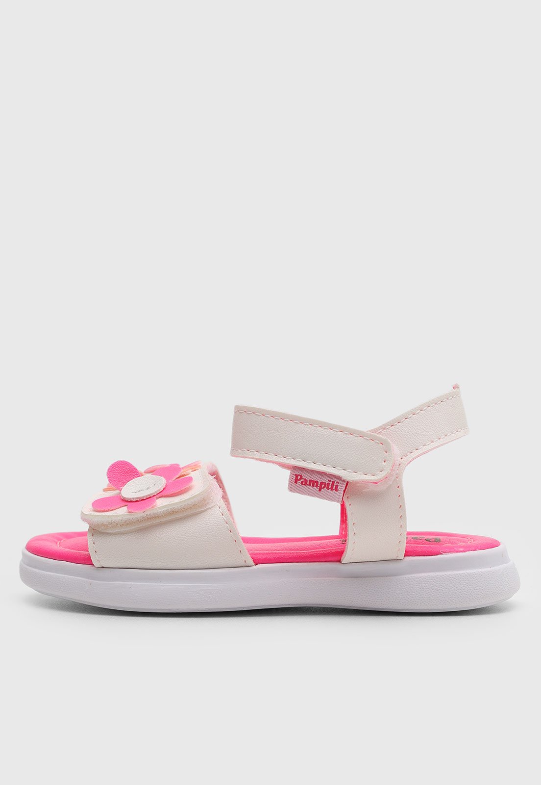 Vista 3 Infantil - Sandália Pampili Lili Aplicação Floral branco Pampili branco