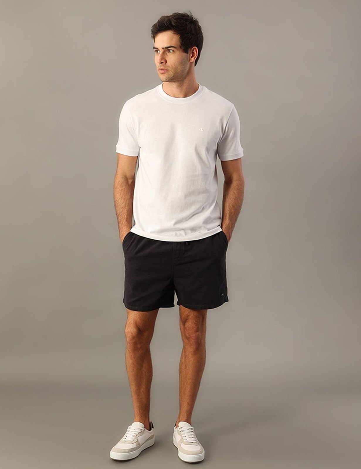 Camiseta Manga Curta Calvin Klein Jeans Masculino Malhão Com Punhos - Branco Calvin Klein Jeans