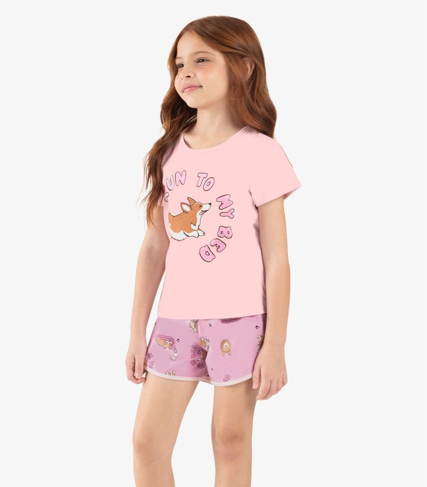 Pijama Menina Meia Malha Rovi Rosa