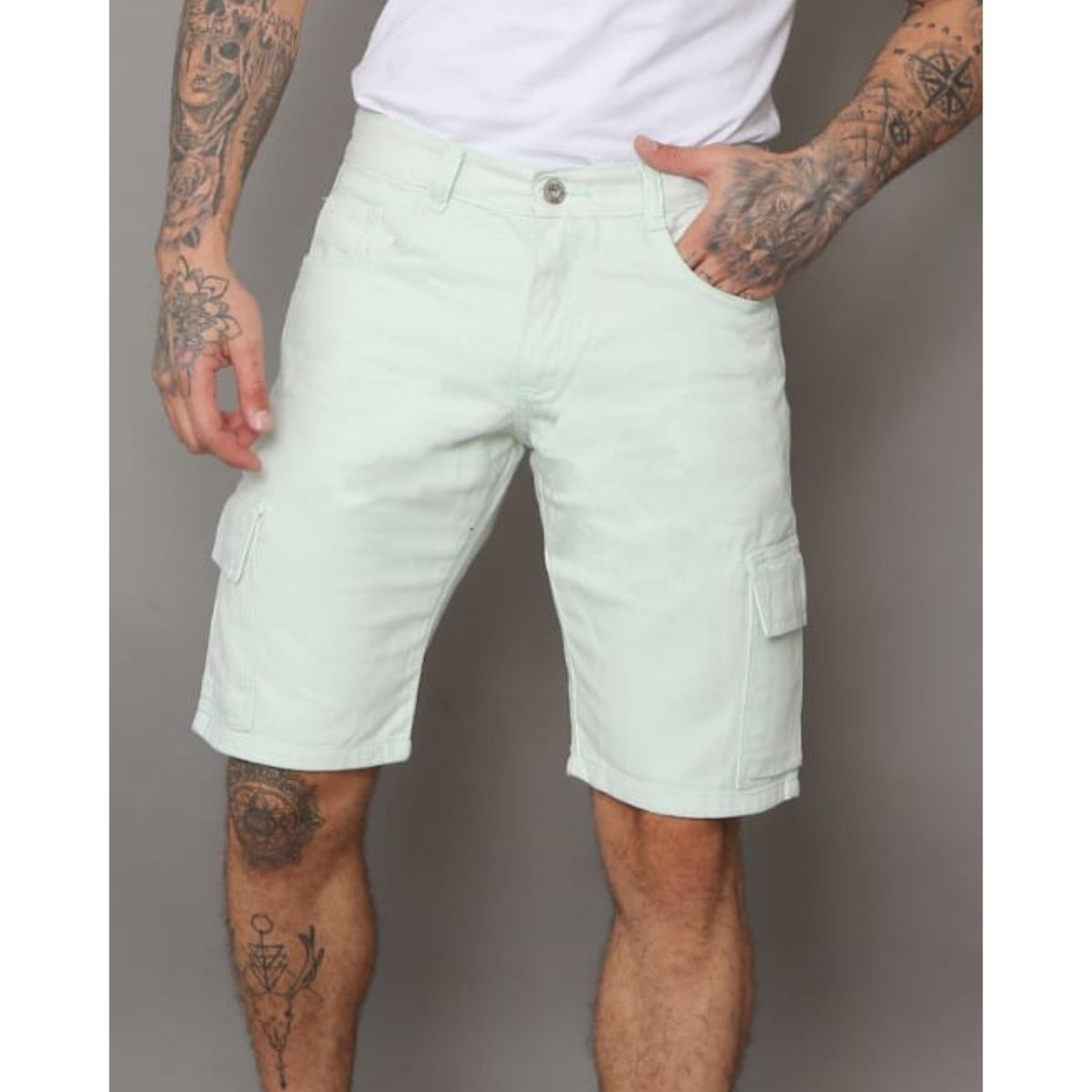 Bermuda Masculina Alleppo Cargo Verde Claro Vitor