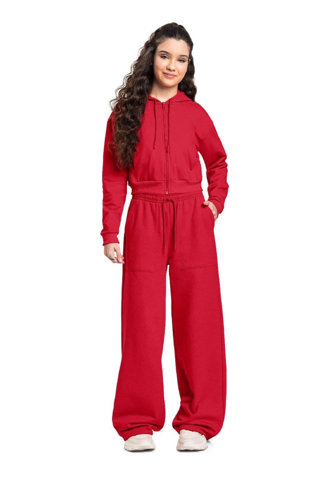Infantil - Jaqueta Cropped Juvenil em Moletom Gloss Preto