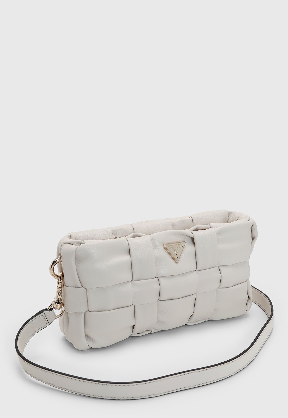 Vista 3 Bolsa Feminina Guess Tramada Logo Triângulo Off White off-white white off-white white