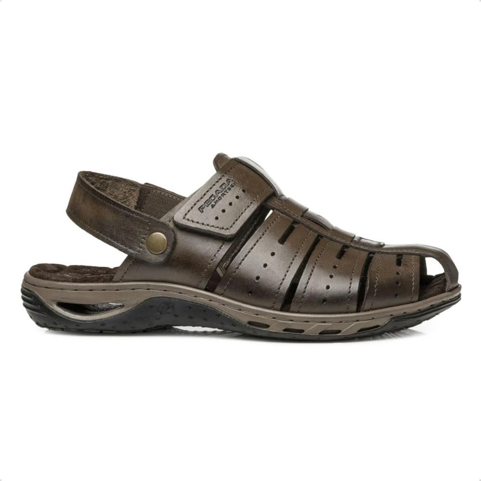 Sandália Pegada Masculina Em Couro 2 em 1 131676 Marrom