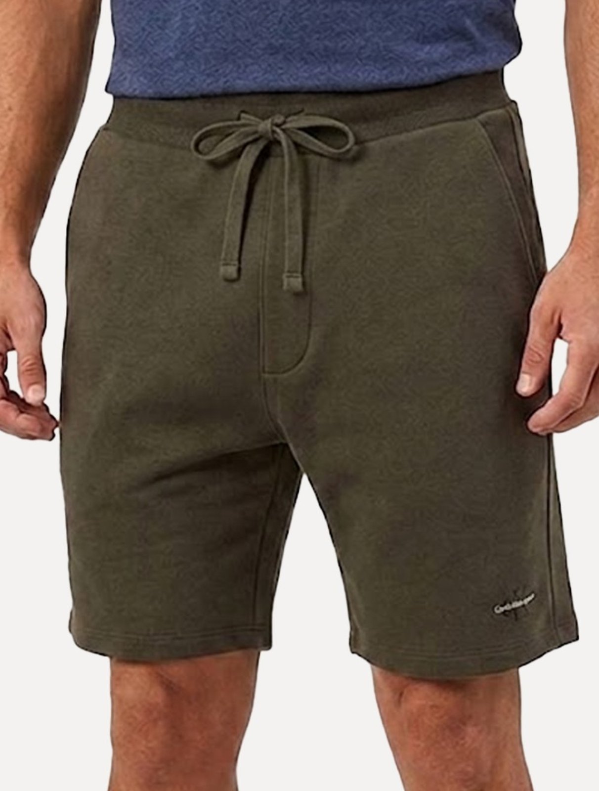 Bermuda Calvin Klein Jeans Moletom Cadarço RE Issue Verde Militar