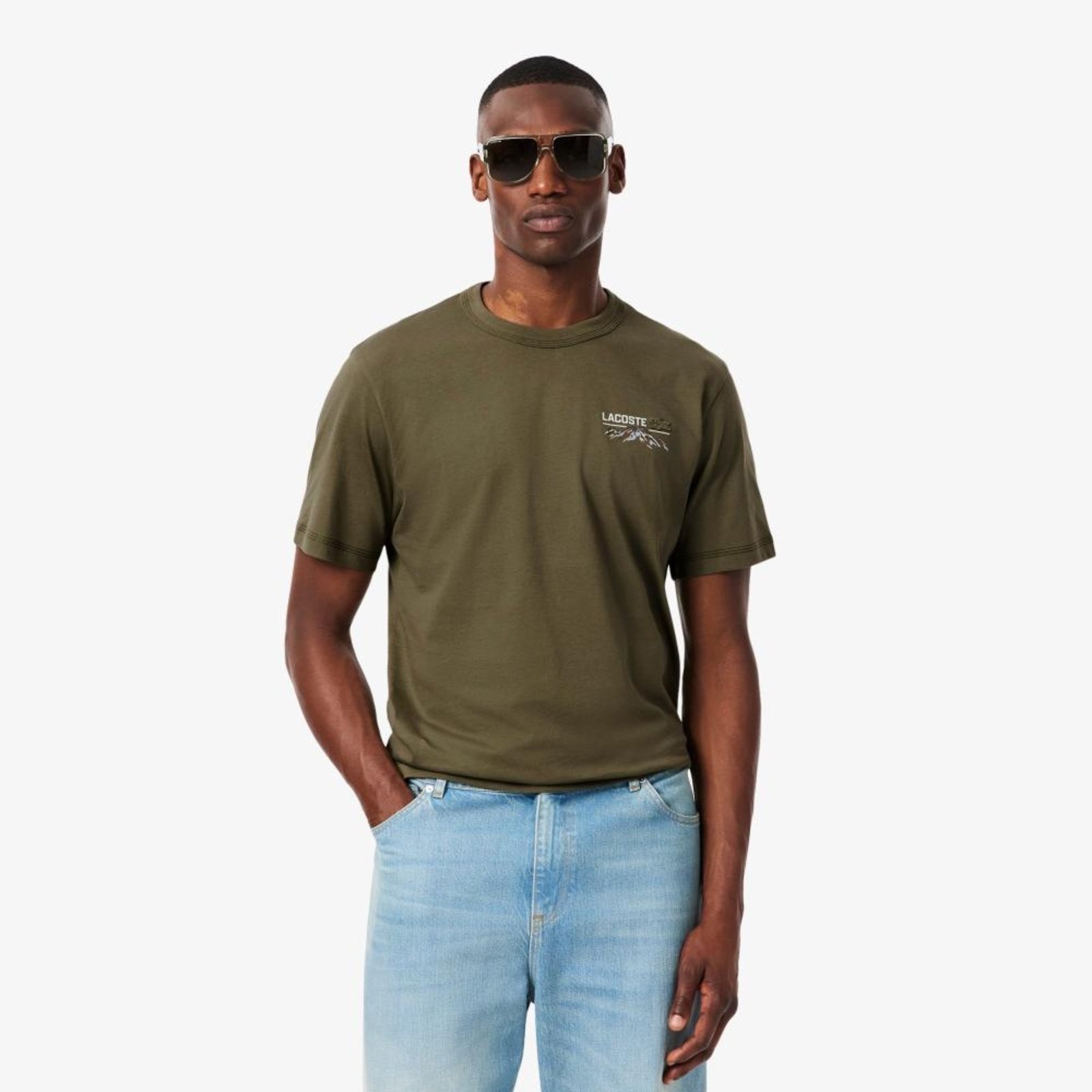 Camiseta de Malha Estampada Múltipla Verde