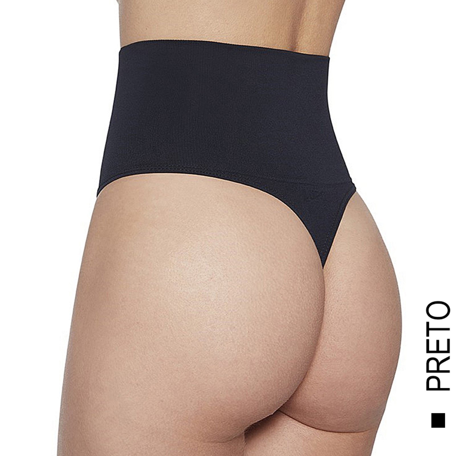Vista 2 Calcinha Loba Redutora Fio Dental Slim Sem Costura Lupo preto Lupo preto
