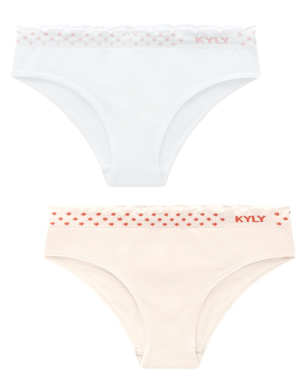 Vista 2 Kit 2pçs Calcinha Menina Kyly Lisa Branca Salmao branco Kyly branco