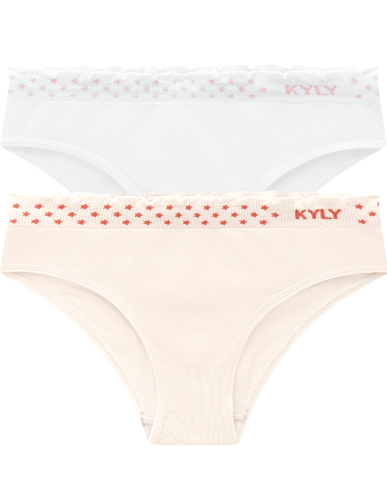 Vista 3 Kit 2pçs Calcinha Menina Kyly Lisa Branca Salmao branco Kyly branco