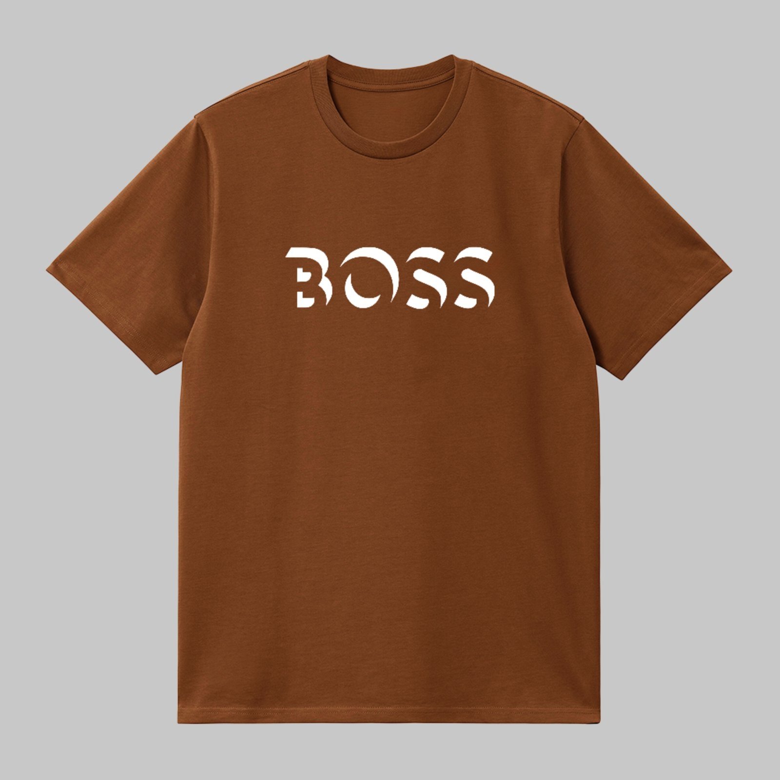 Camiseta Básica Estilo Boss Minimalista Estilosa e Confortável Marrom