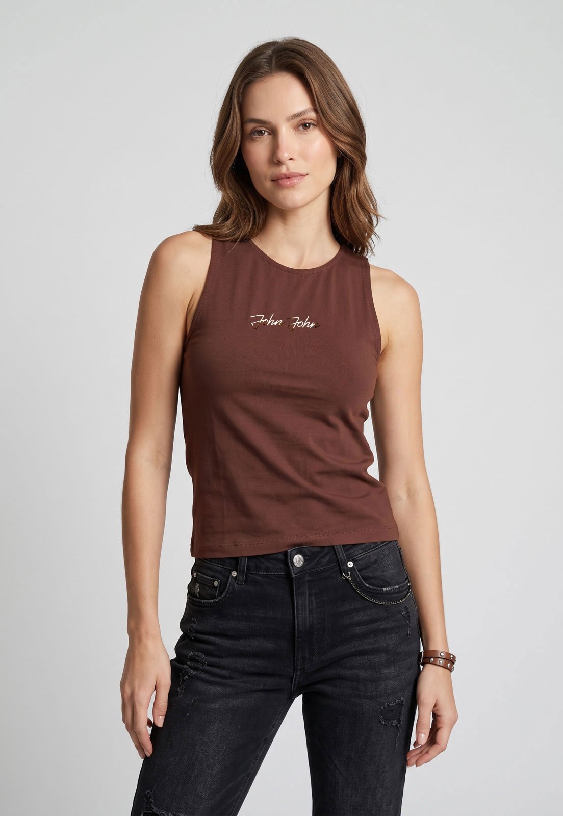 Regata Feminina John John Logo Marrom