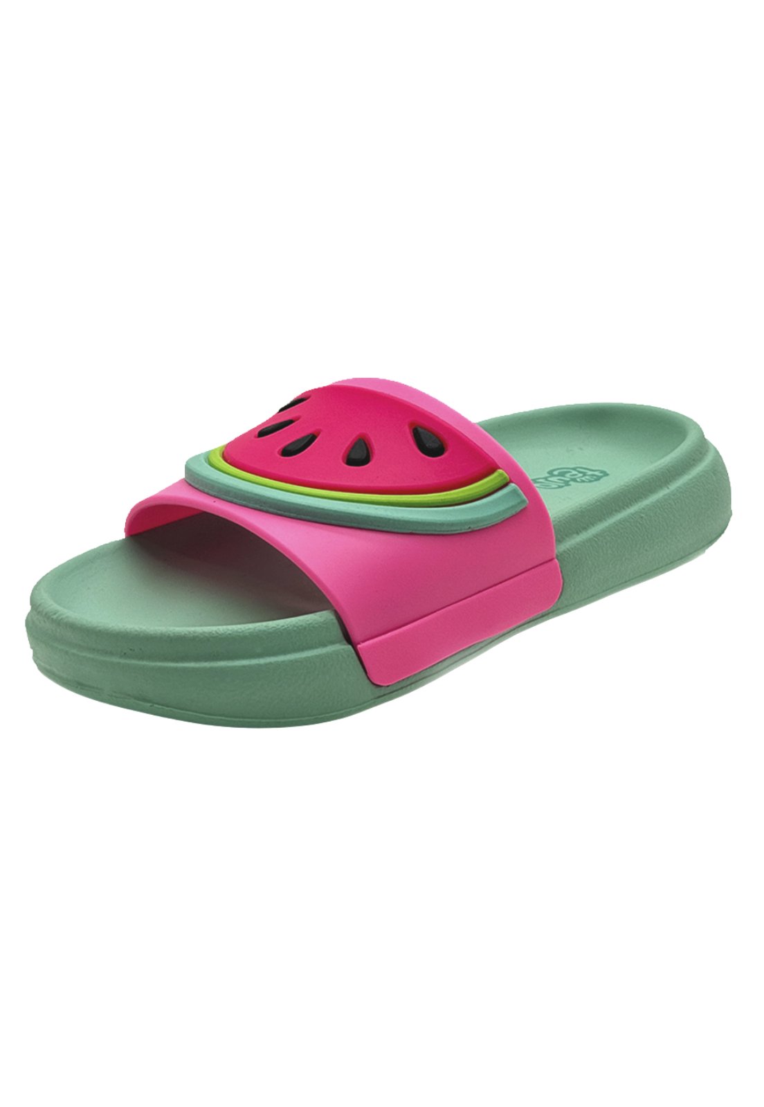 Infantil - Chinelo Slide Plugt Menina Floquinho Melancia Verde Àgua
