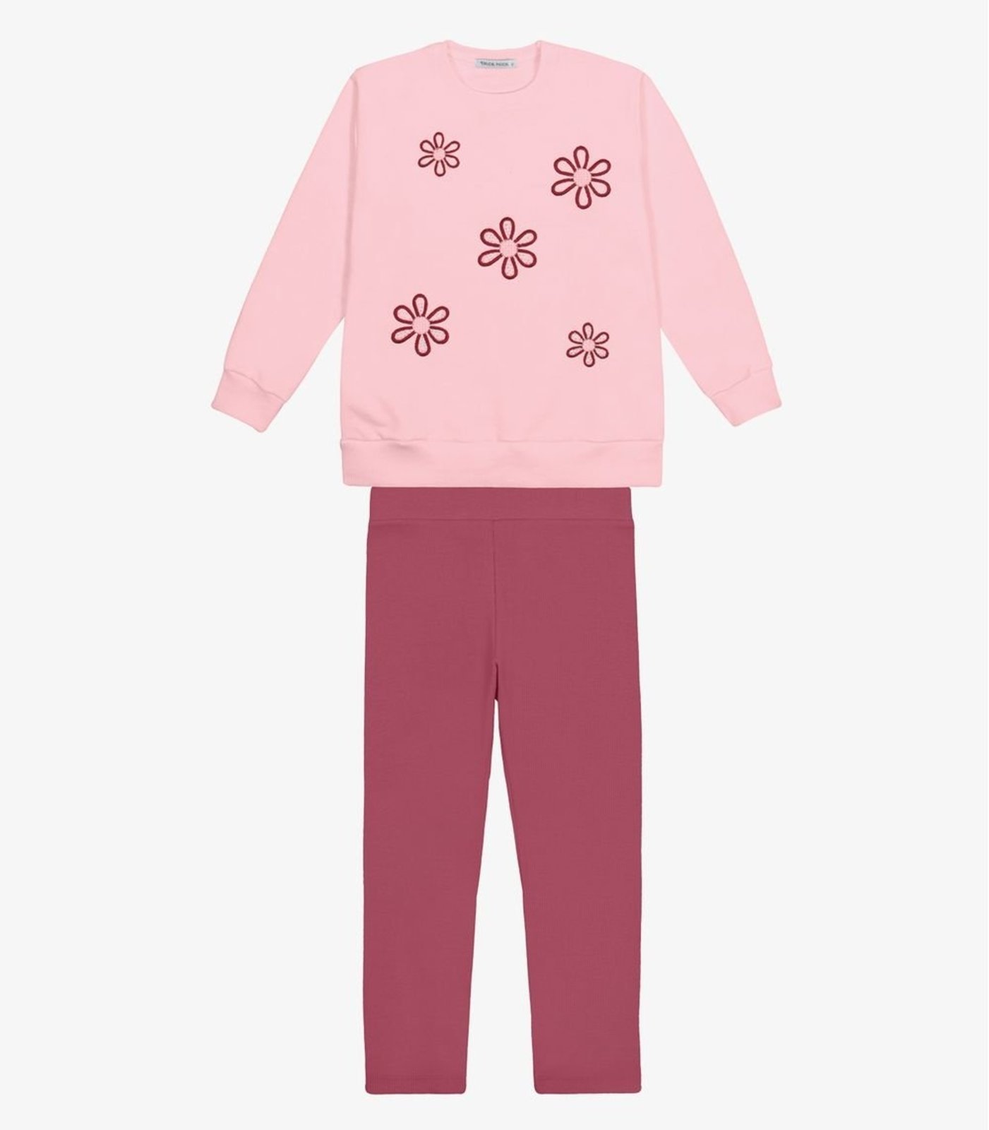 Infantil - Conjunto Blusão com Legging Moletom Trick Nick Rosa