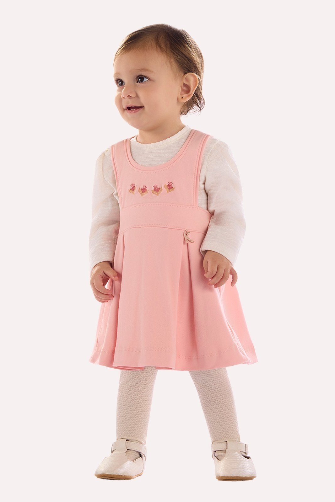 Infantil - Conjunto Rosa Salopete Térmico e Blusa Texturizada
