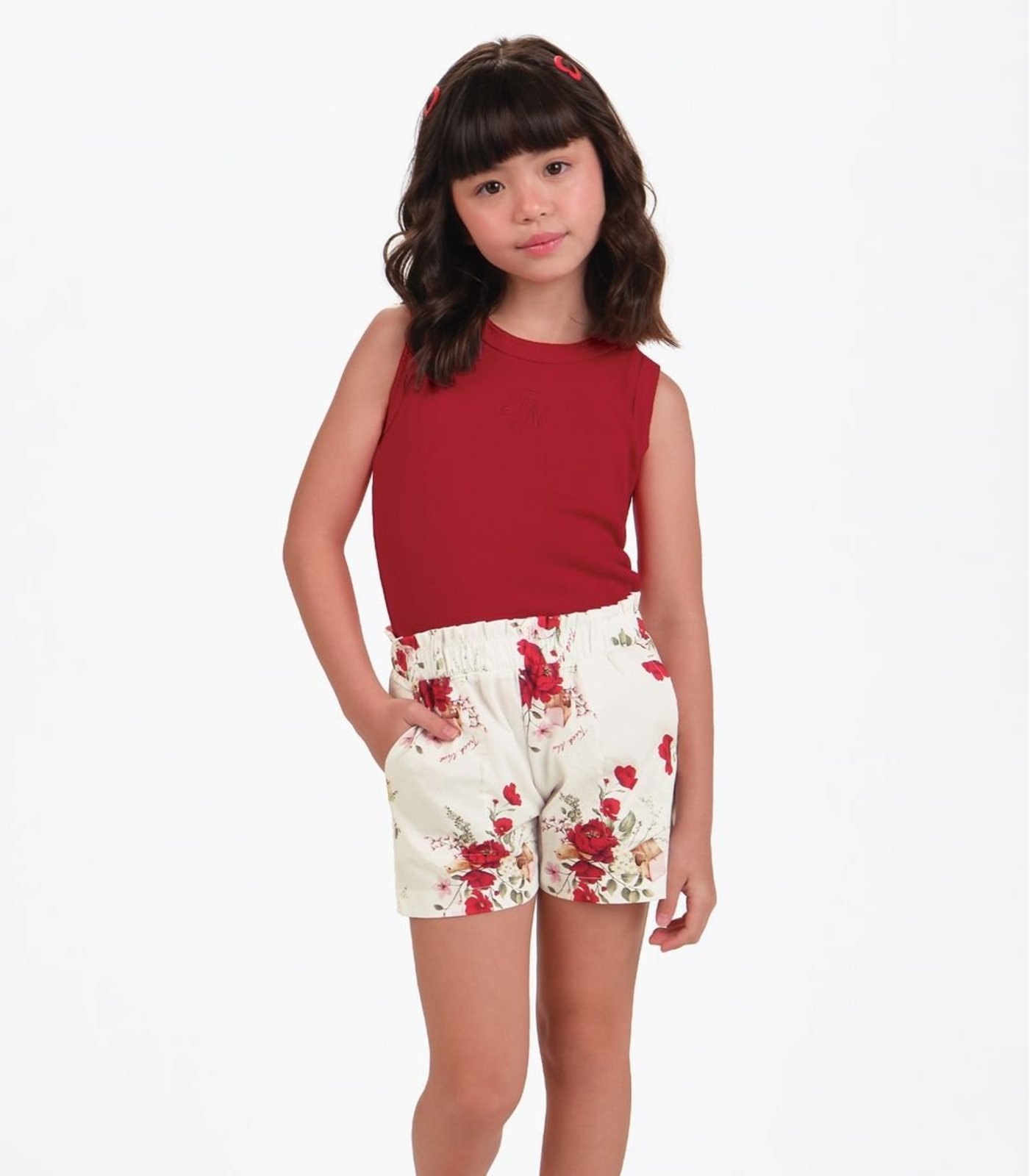 Infantil - Conjunto Regata com Shorts Menina Trick Nick Vermelho