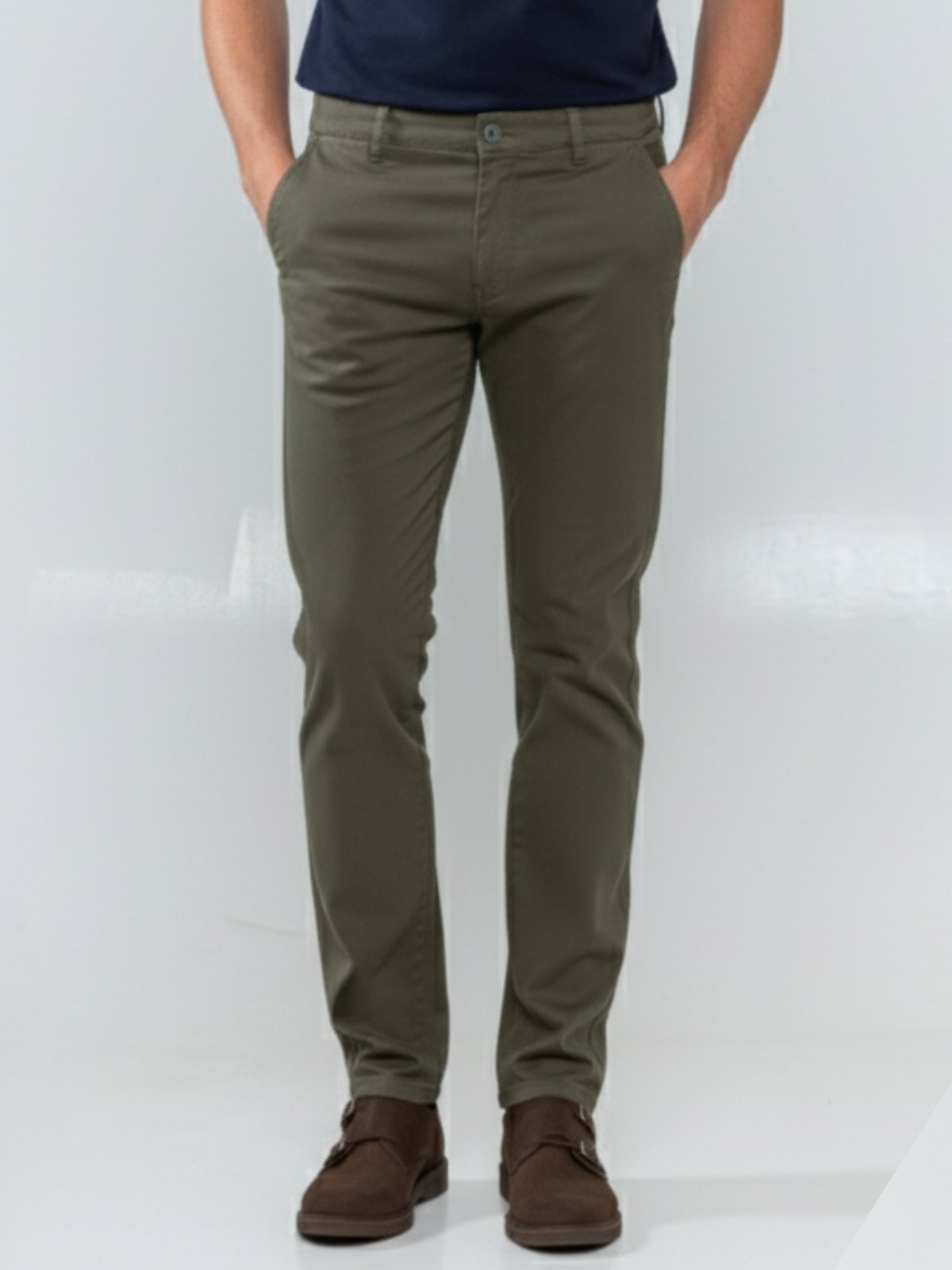 Calça Sarja Masculina Tempo Hábil Verde Militar Confortável para o Dia a Dia