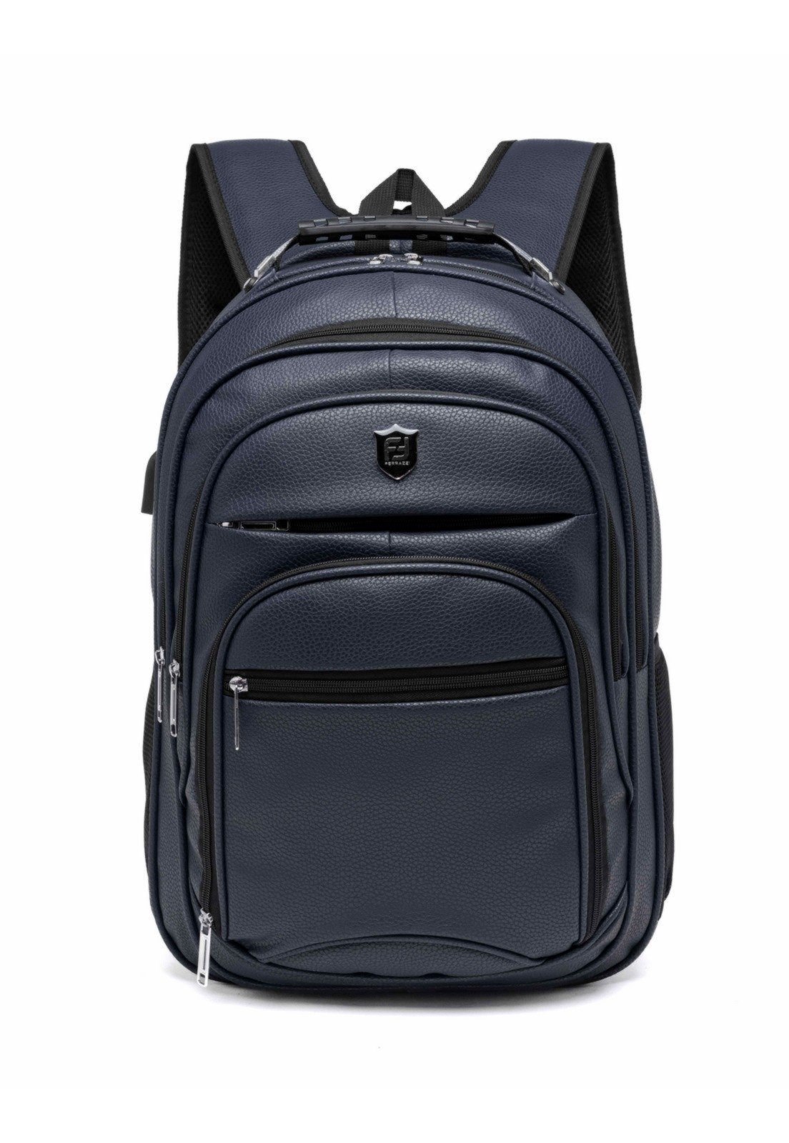 Mochila Executiva Notebook Ferrazzi USB Externa Resistente Moderna Espaçosa Alça Acolchoada Couro PU