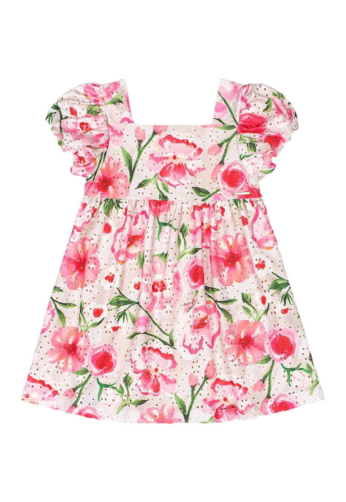 Infantil - Vestido para em Laise Estampado Quimby Bege