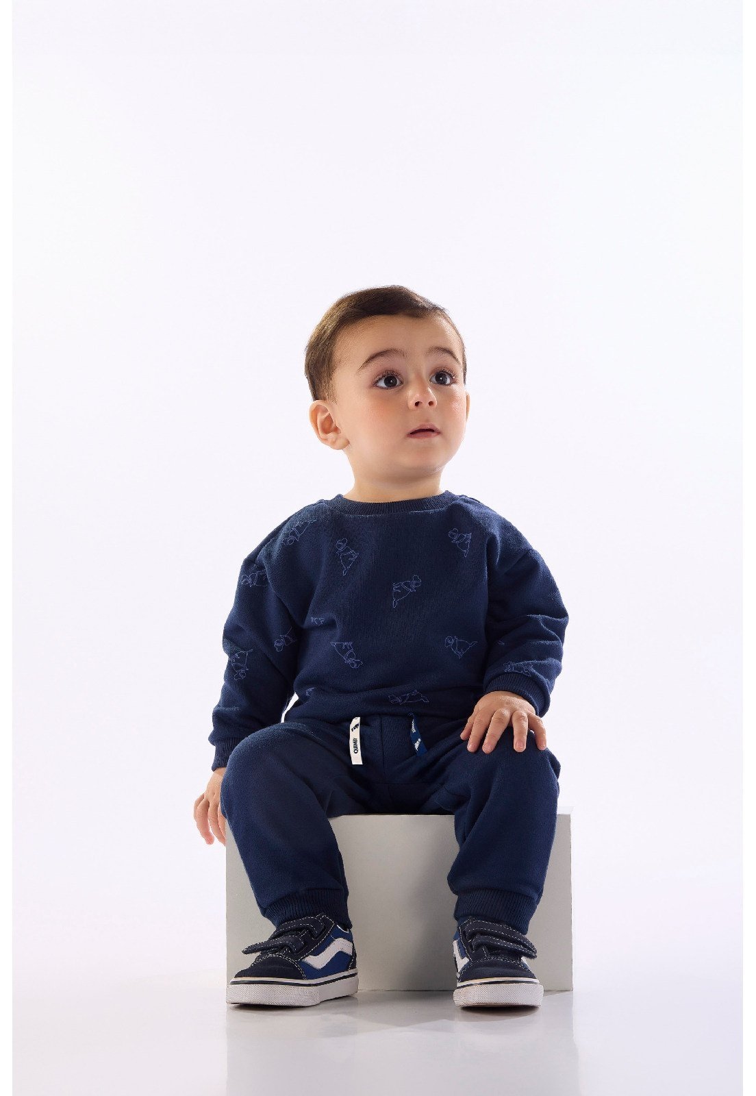 Infantil - Conjunto Menino Moletom Estampado Quimby Bege