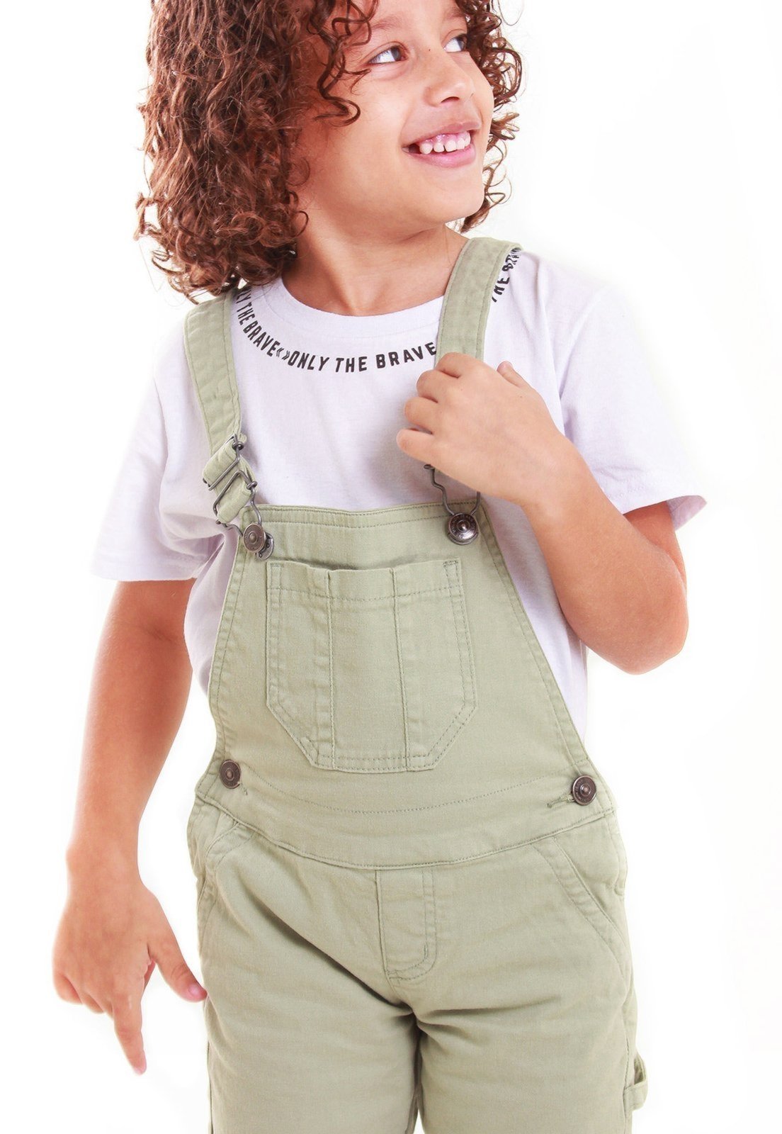 Infantil – Jardineira Shorts Curto Verde Menta
