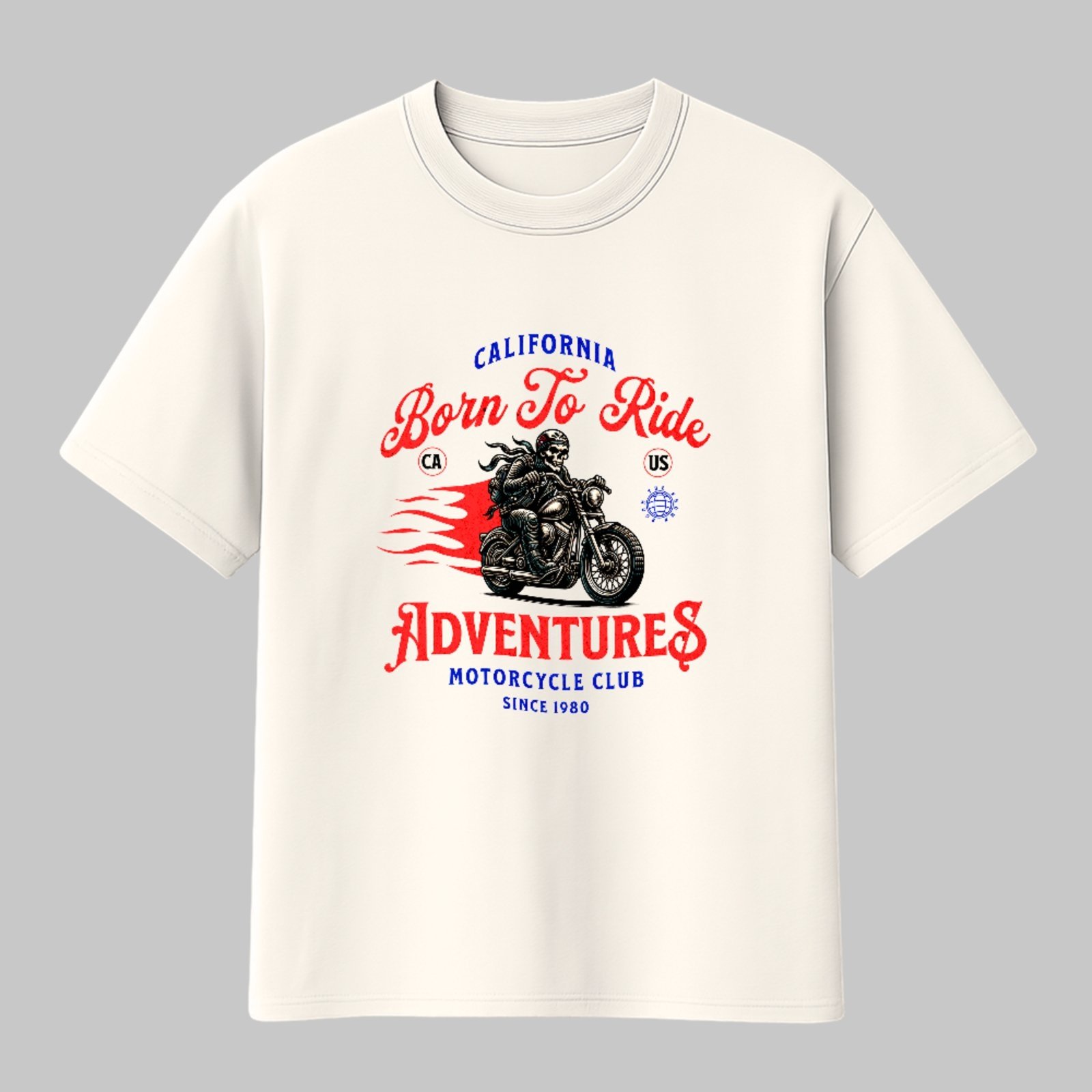 Camiseta Básica Born To Ride Adventures Unissex Off White