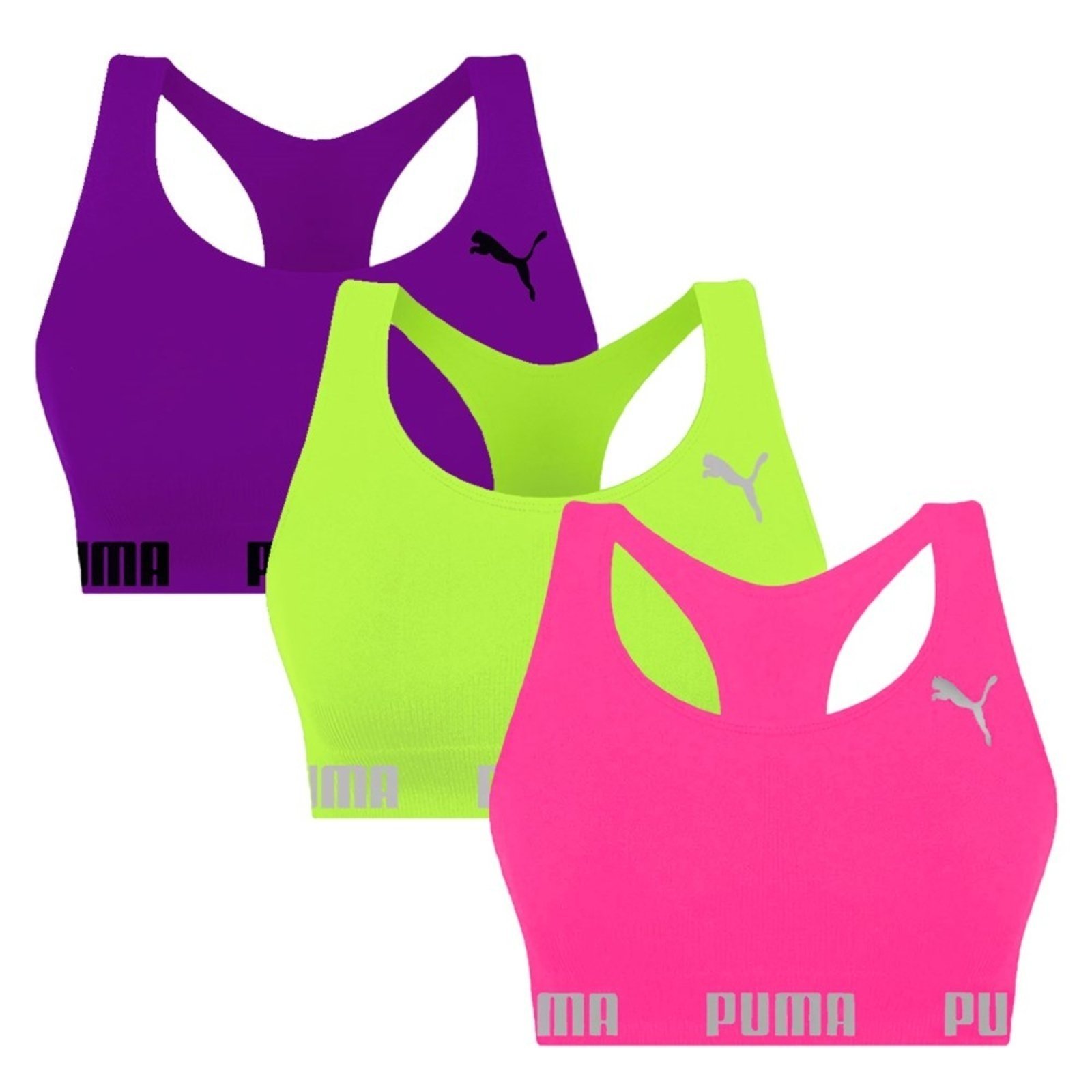 Kit 3 Tops Puma Nadador Sem Costura Feminino