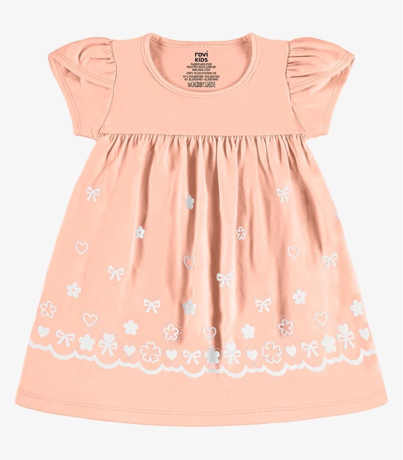 Infantil - Vestido Estampado Meia Malha Rovi Rosa