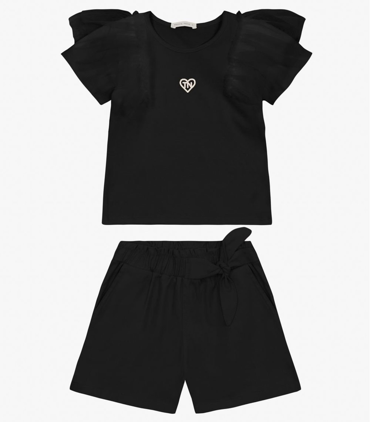 Infantil - Conjunto Blusa com Shorts cotton leve Trick Nick Preto