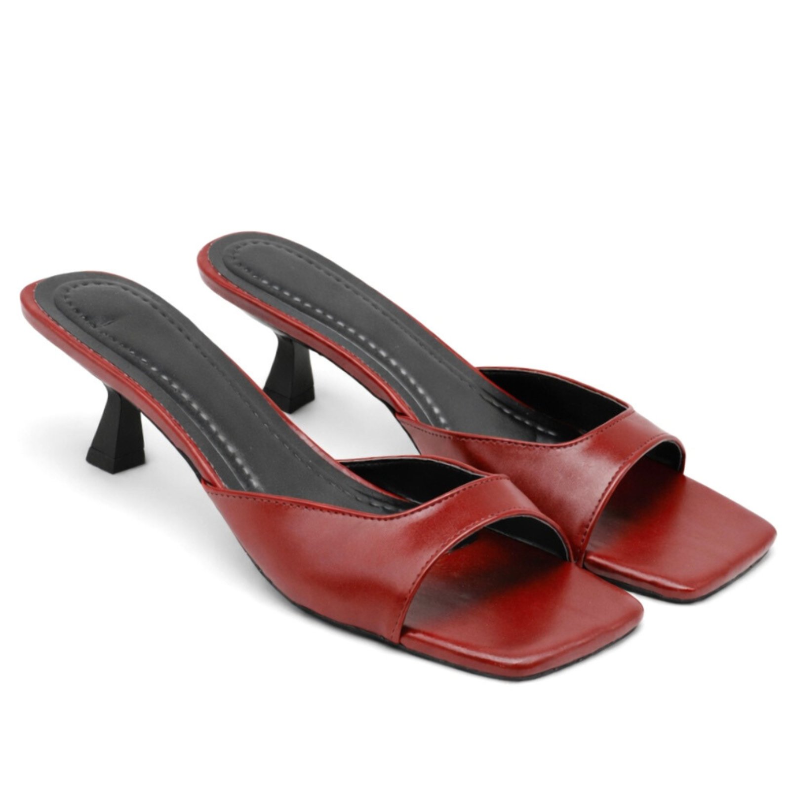 Tamanco Feminino Dedo Salto Kitten Heels 5414 Intense Malbec Flor Da Pele