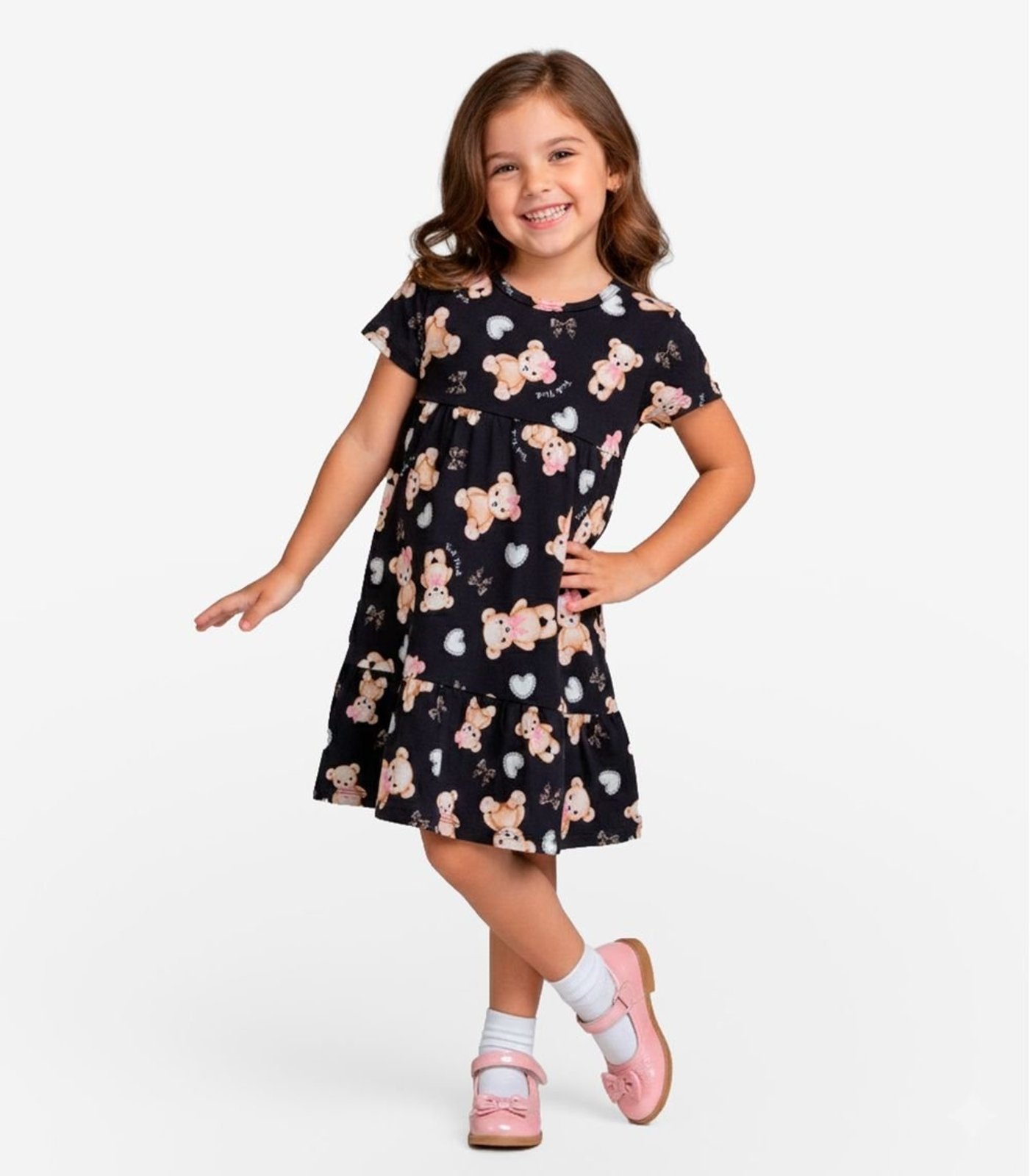 Vista 2 Infantil - Vestido Curto Estampado Select azul Select azul