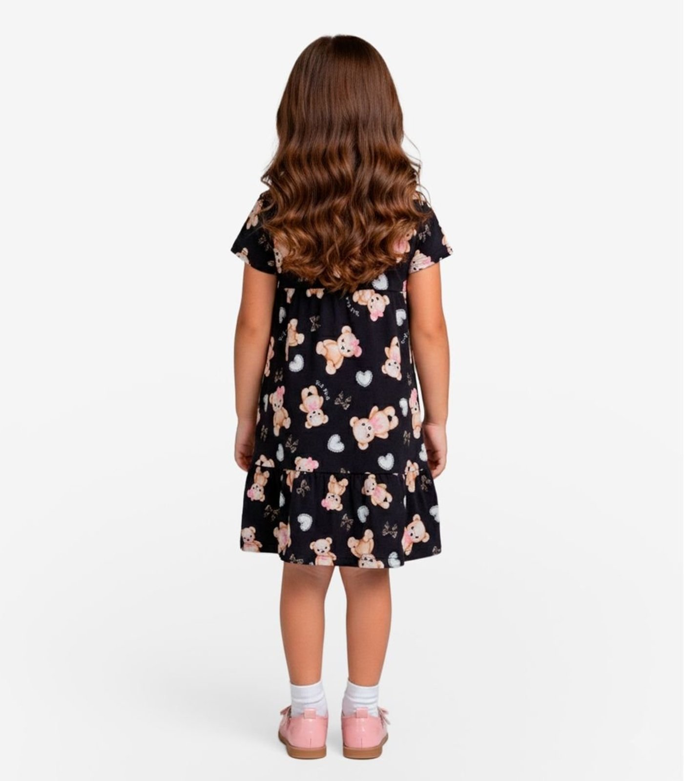 Vista 3 Infantil - Vestido Curto Estampado Select azul Select azul