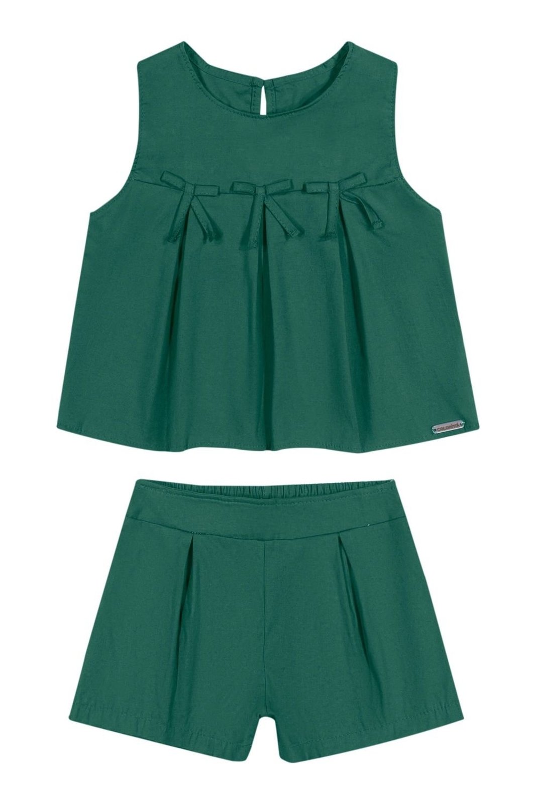 Infantil - Conjunto Menina Tricoline Pregas Colorittá Verde