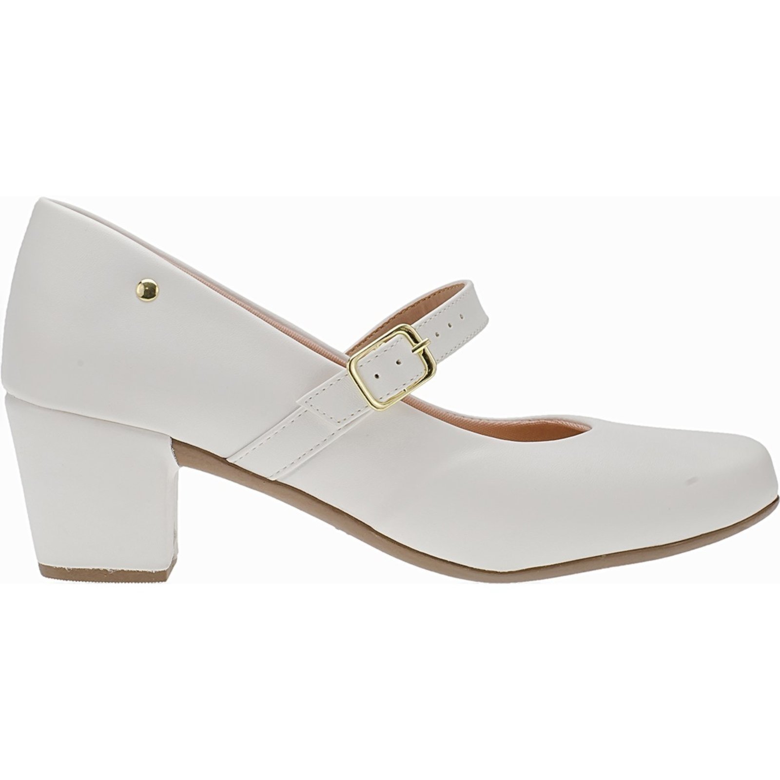 Vista 3 Sapato Feminino Lóris Shoes Scarpin Boneca Salto Grosso Medio 6484 branco LÓRIS SHOES branco