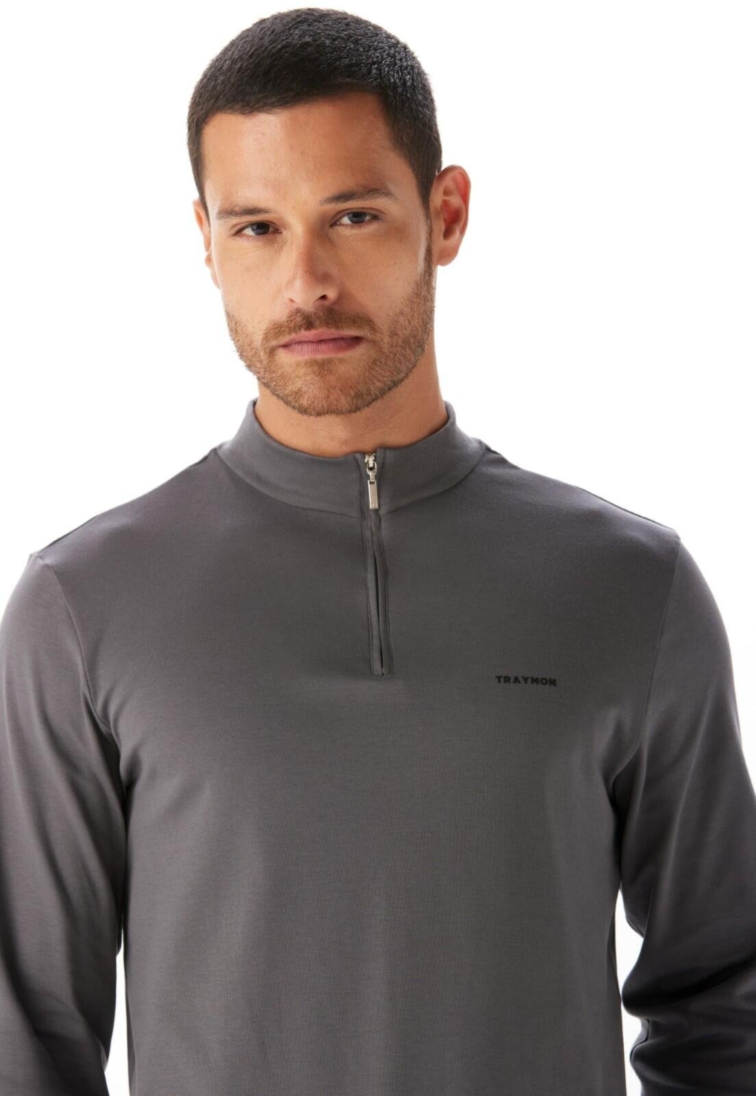 Blusa Casual Com Zíper Traymon Cinza