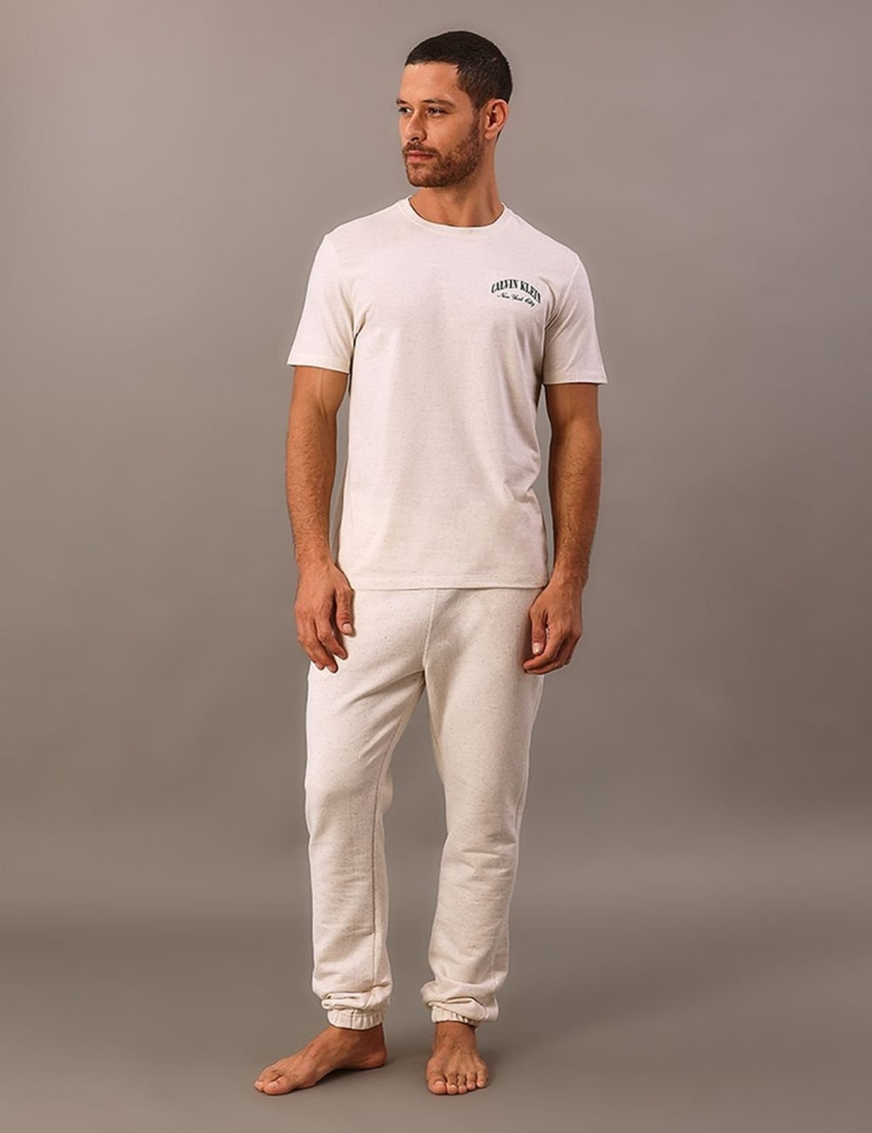 Camiseta Masculino Meia Malha Linho Heritage - Off White Calvin Klein Jeans