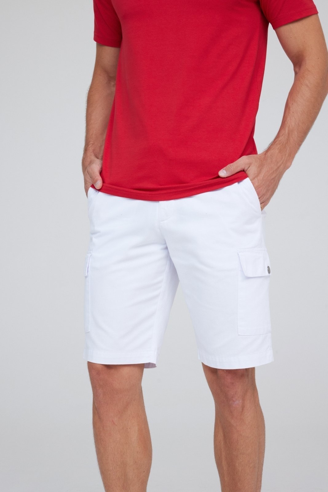 Bermuda Sarja Traymon Cargo Slim Branco