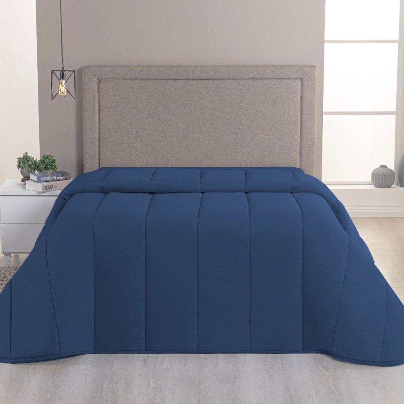 Edredom Cobertor Casa Scarpa Sonnet King Malha Lisa Dupla Face 100% Algodão – Azul Marinho