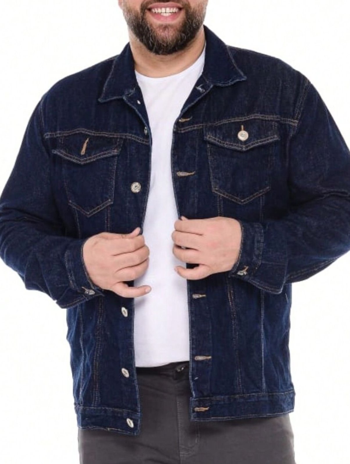 Jaqueta Jeans Escura Masculina Plus Size Jeans Loka