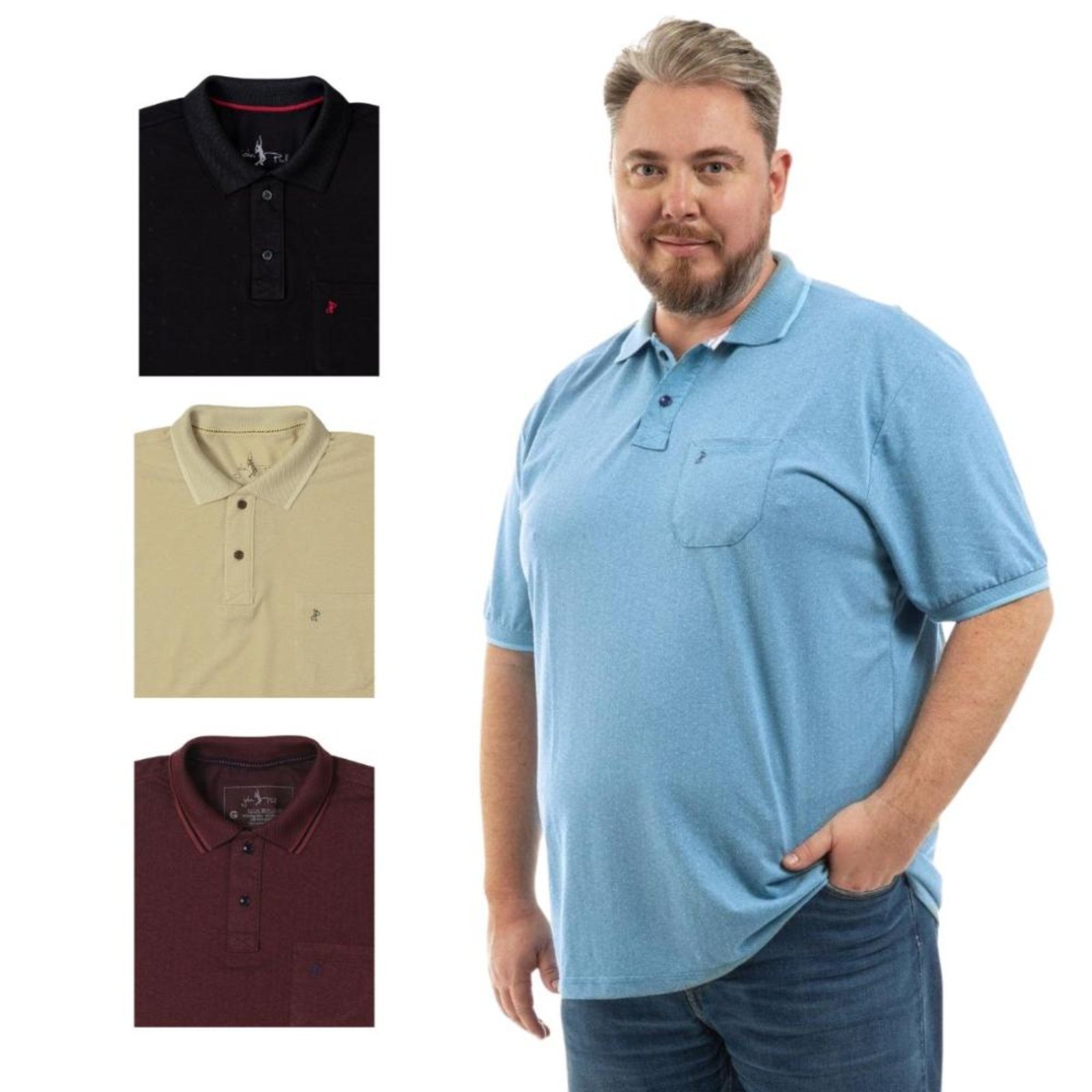 Kit 4 Camisa Polo Masculina Plus Size Pique com Bolso Casual