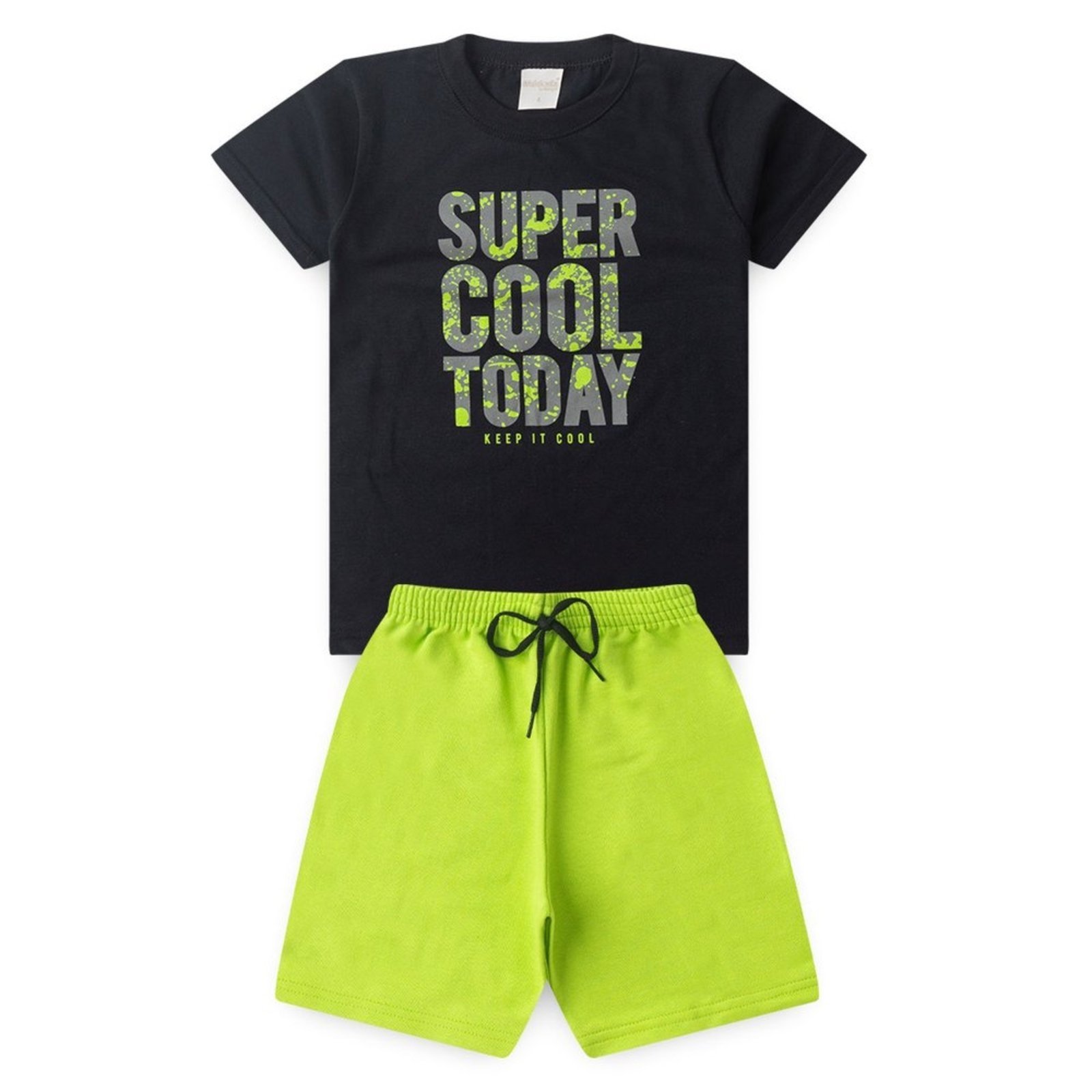 Vista 3 Infantil - Conjunto Verão Menino Camiseta e Bermuda Super Cool Today Molekada preto Molekada preto