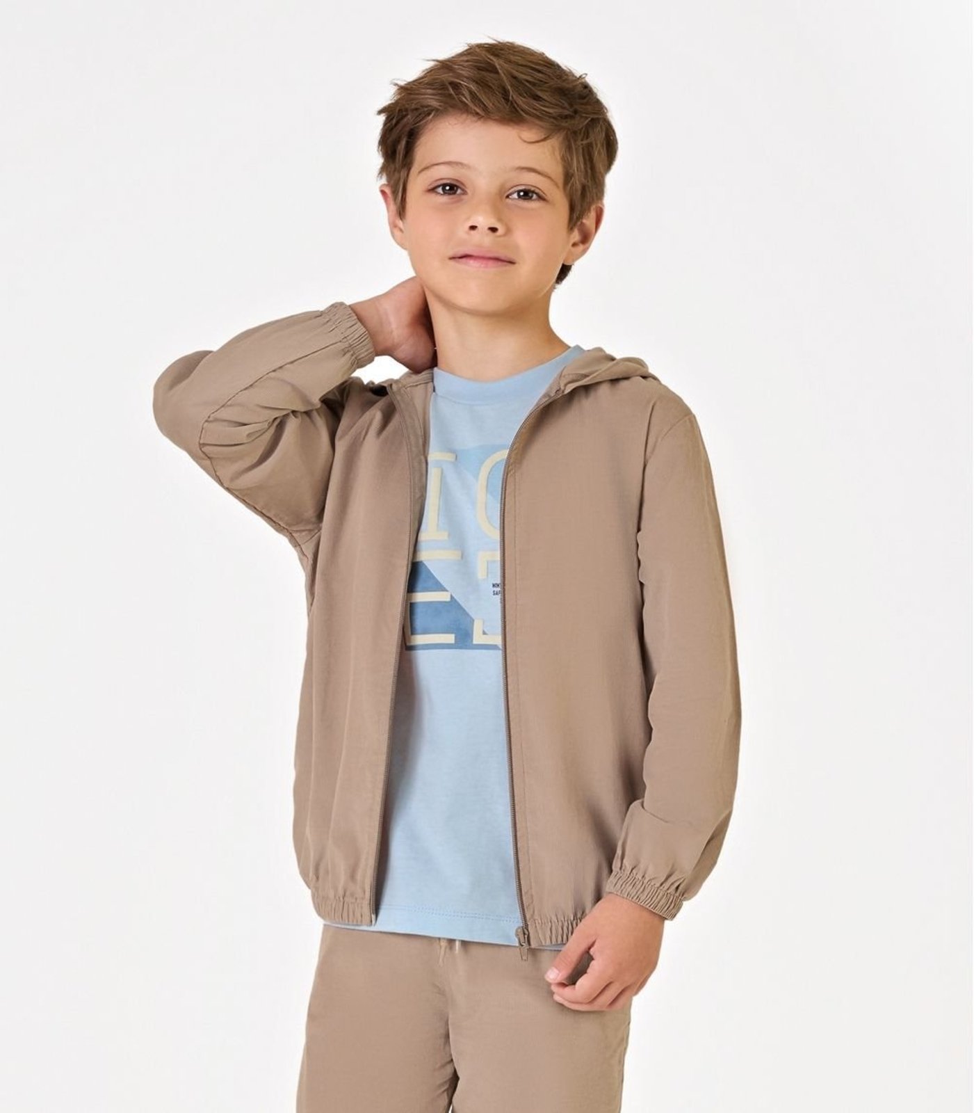Infantil - Jaqueta Com Capuz Menino Cotelê Trick Nick Marrom