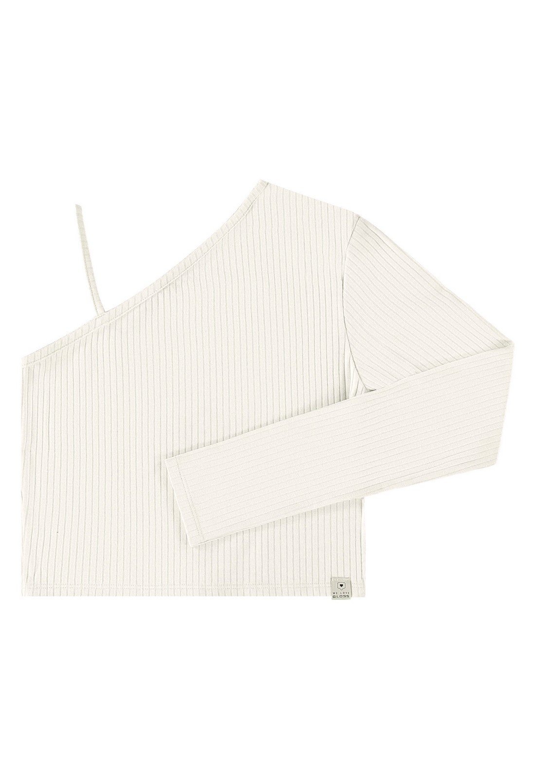 Infantil - Blusa Básica Manga Única em Ribana Canelada Juvenil Gloss Off White