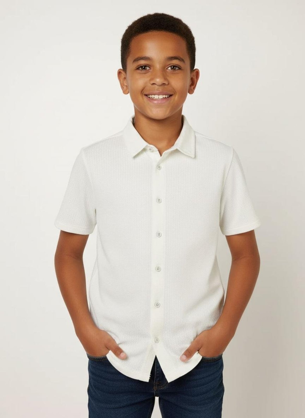 Infantil - Camisa Tricot Juvenil Para Menino - OFF WHITE