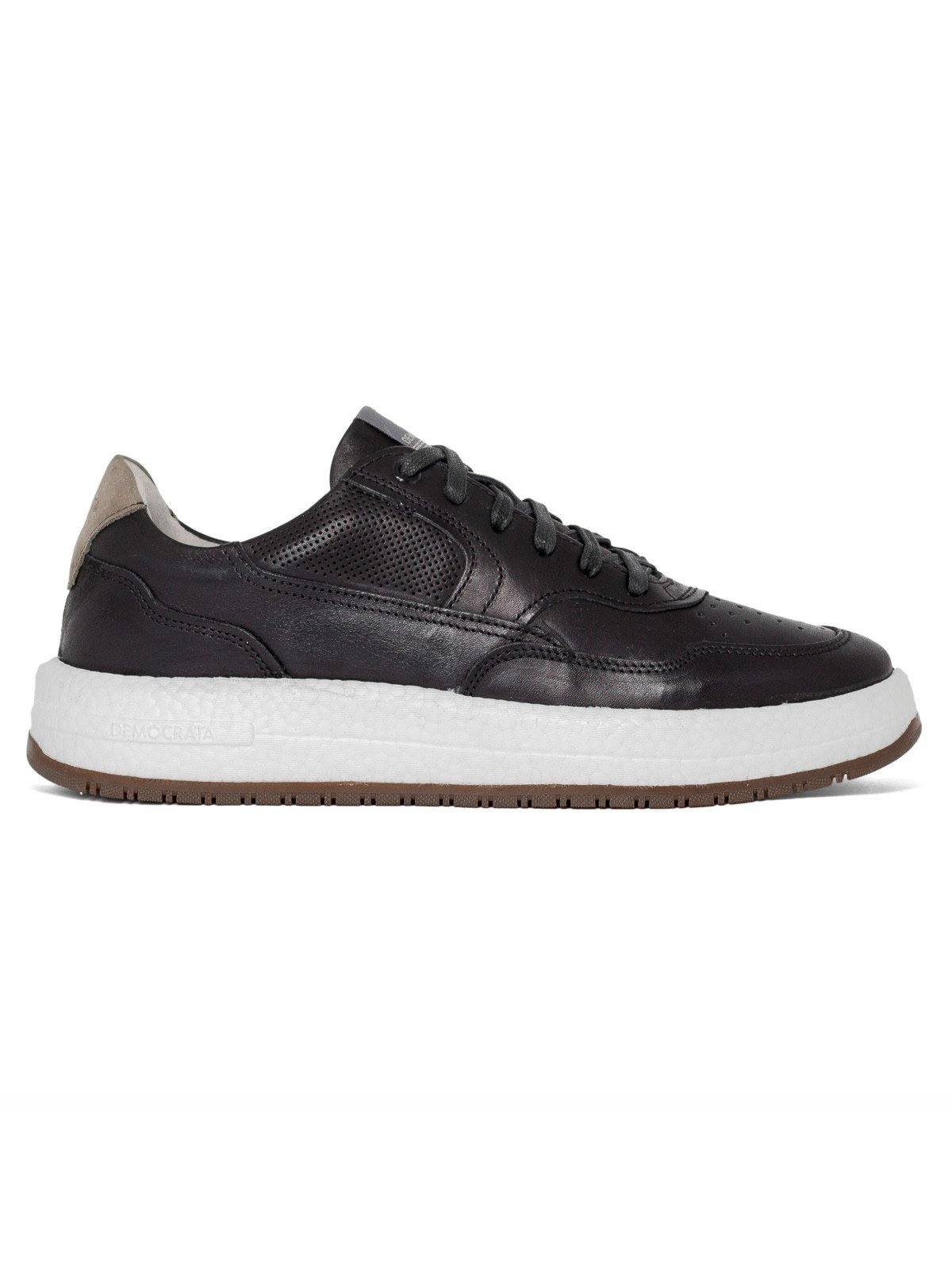 Tênis Masculino Democrata Denim Drake Pulse Couro Cadarço Confortável Preto