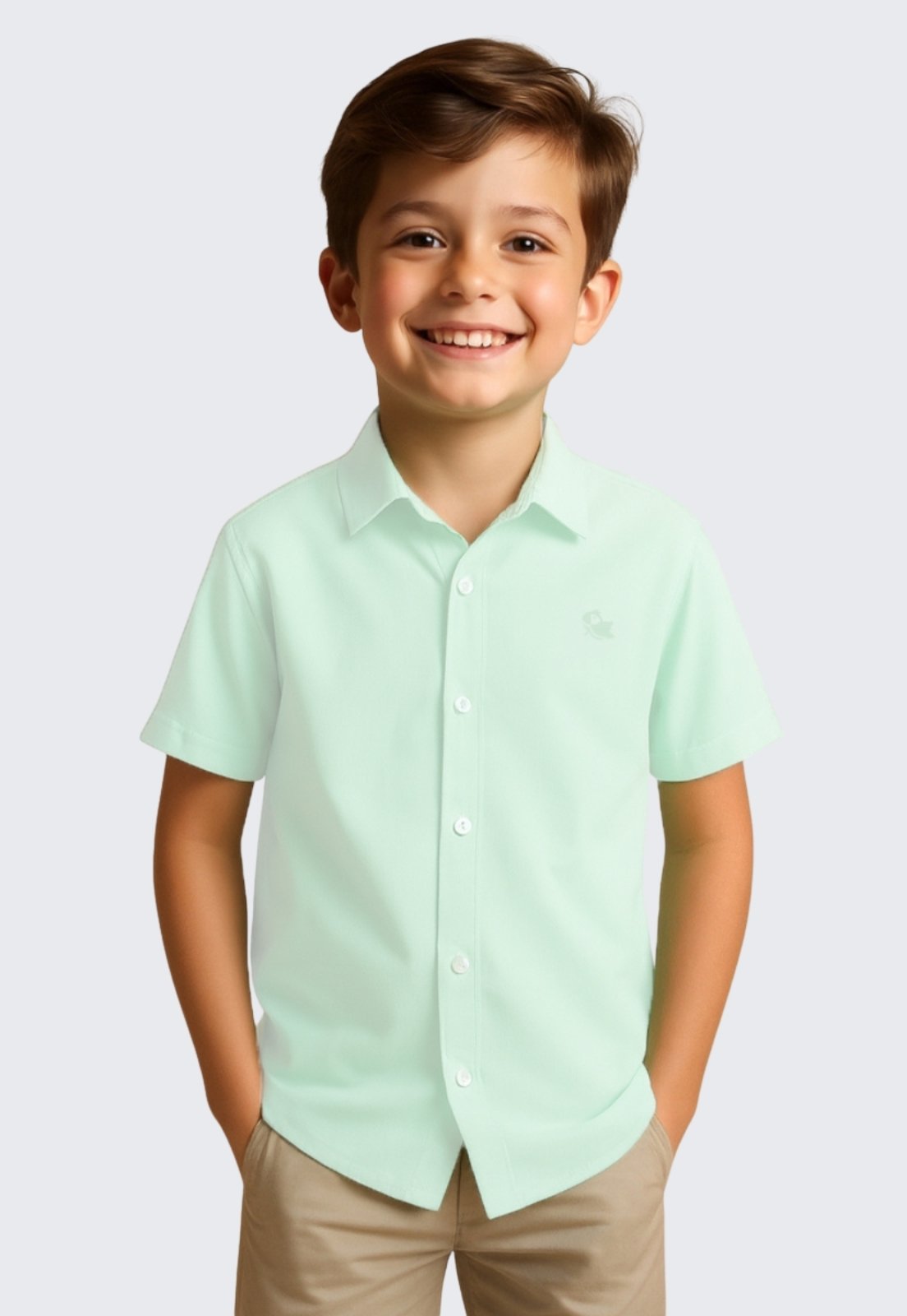 Infantil – Camisa Social Masculina Manga Curta Daze Modas Verde