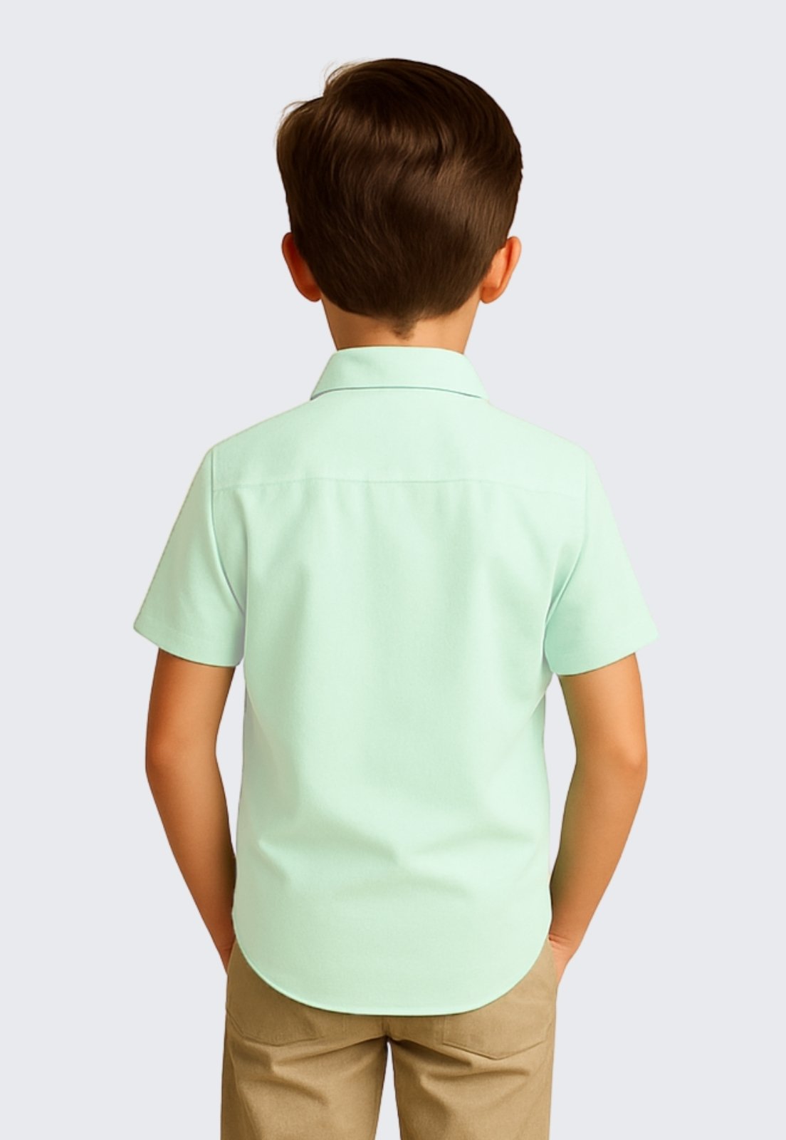 Vista 3 Infantil - Camisa Social Masculina Manga Curta Daze Modas Verde branco verde Daze Modas branco verde