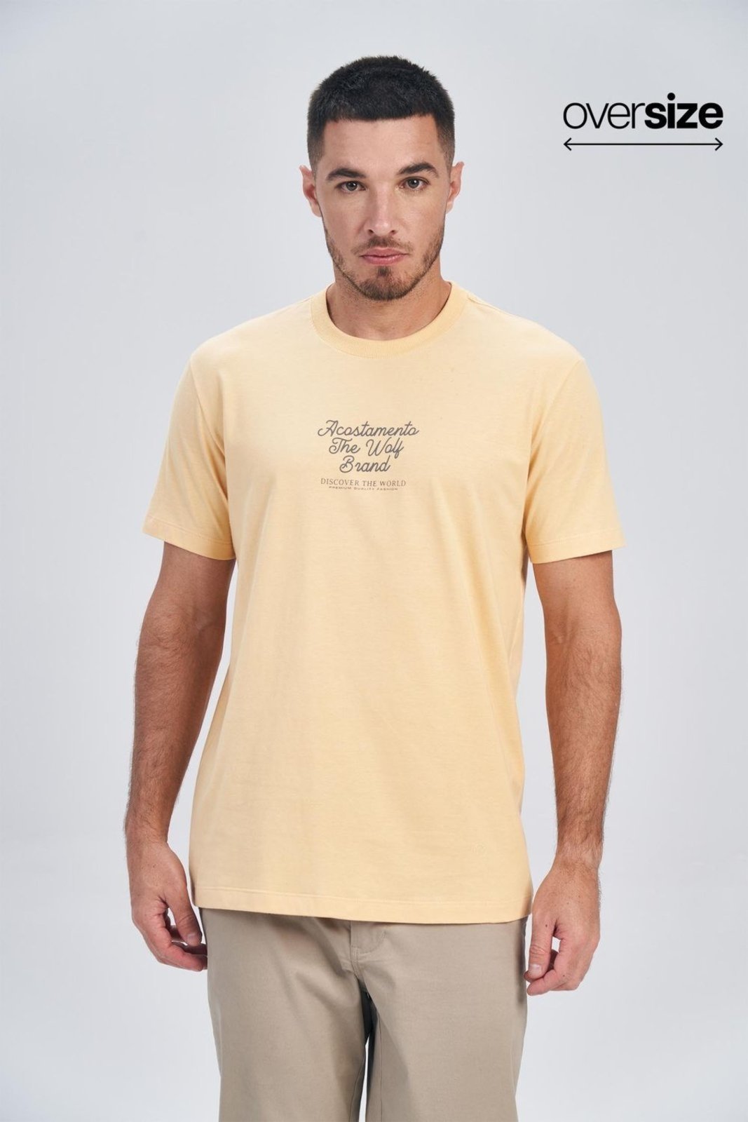 Vista 2 Camiseta Discover The World Masculina Oversize Acostamento ACOSTAMENTO MASCULINO loiro ACOSTAMENTO MASCULINO loiro