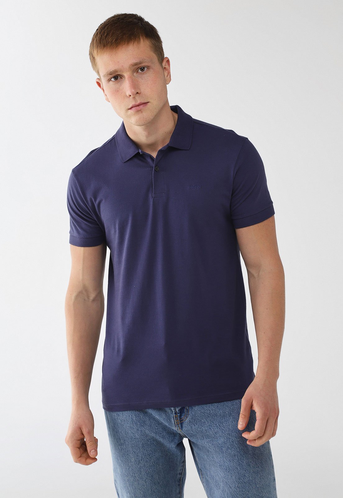 Polo Masculina Colcci Logo Bordado Azul Marinho