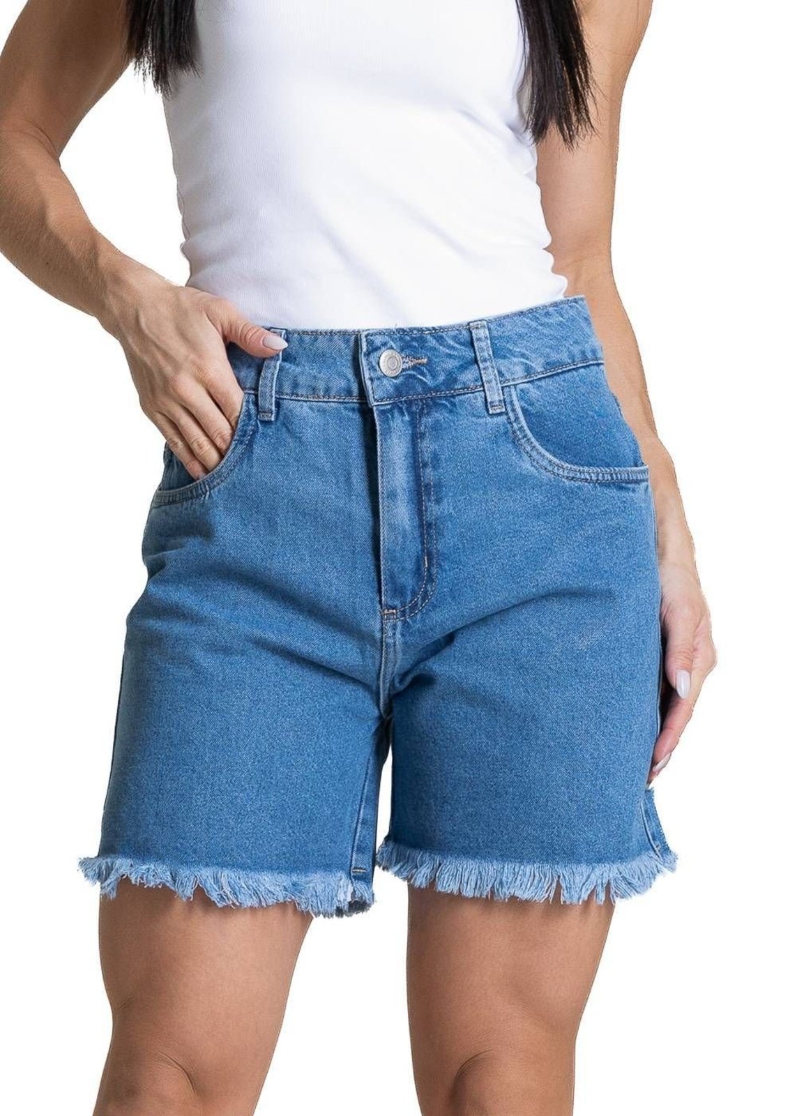 Shorts Jeans Barra Desfiada Sawary - 284512 - Azul - Sawary