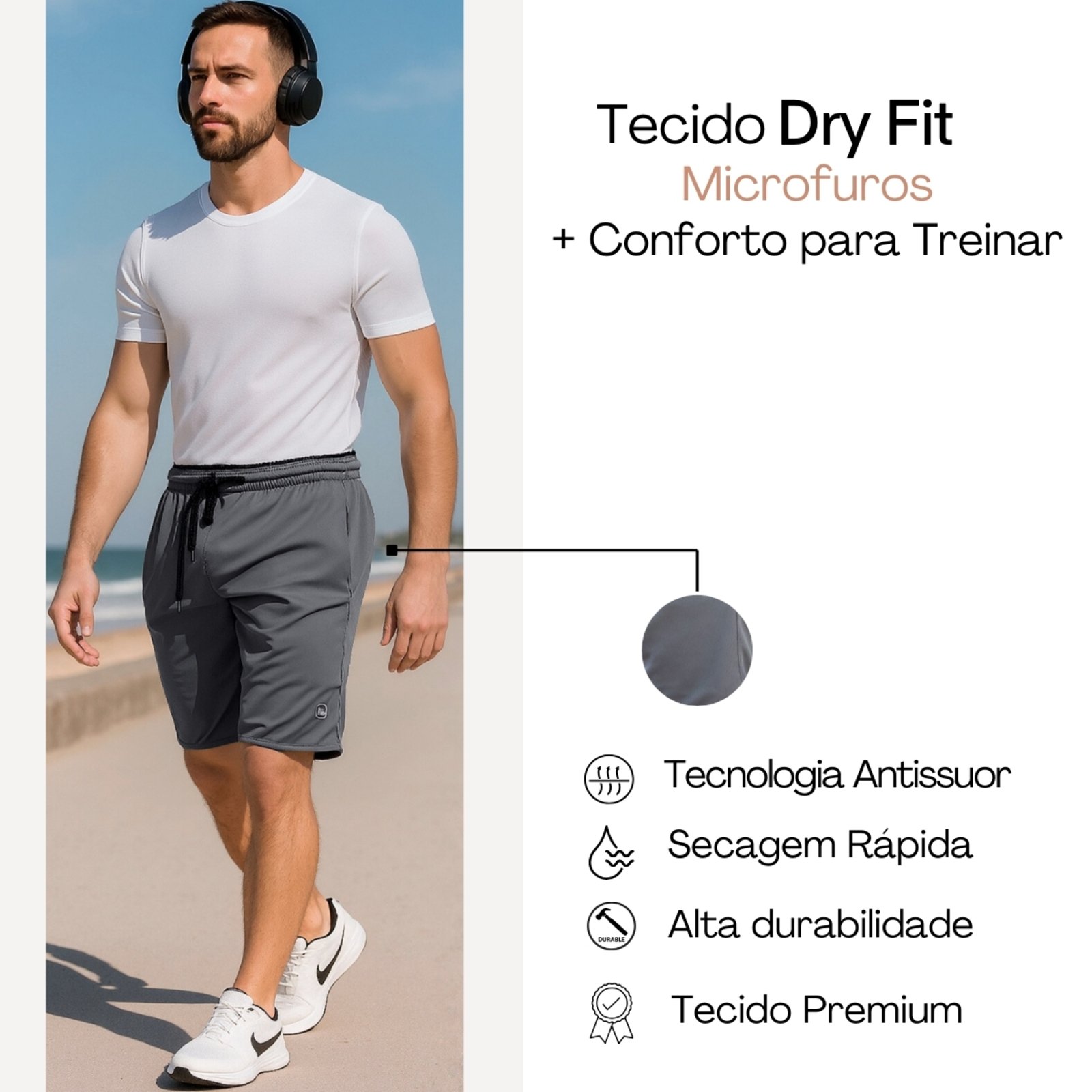 Bermuda Masculina Conforto Dry Fit Premium Treino Academia Corrida