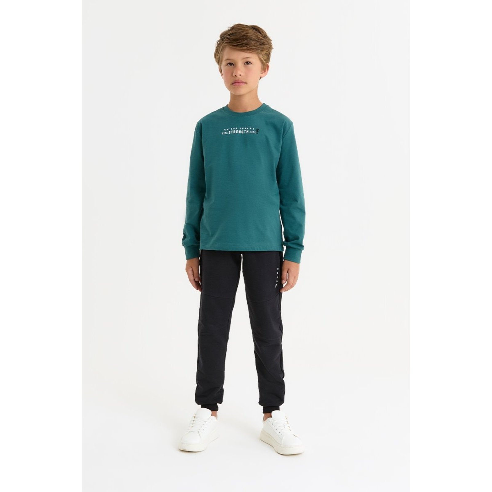 Infantil - Conjunto Masculino com Camiseta e Calça em Moletinho Confortável